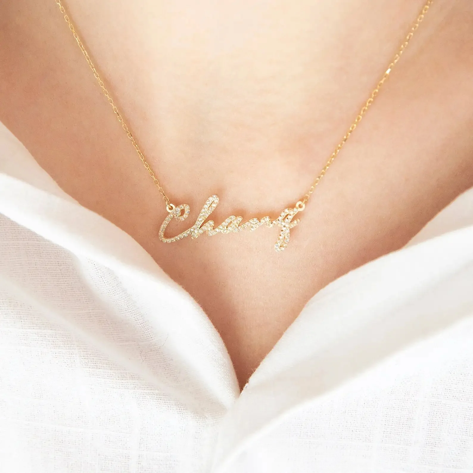 Customized Diamond Name Necklace - Image 3