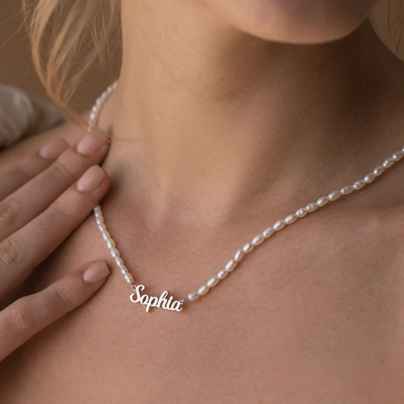 Customized Pearl Name Necklace - Image 4
