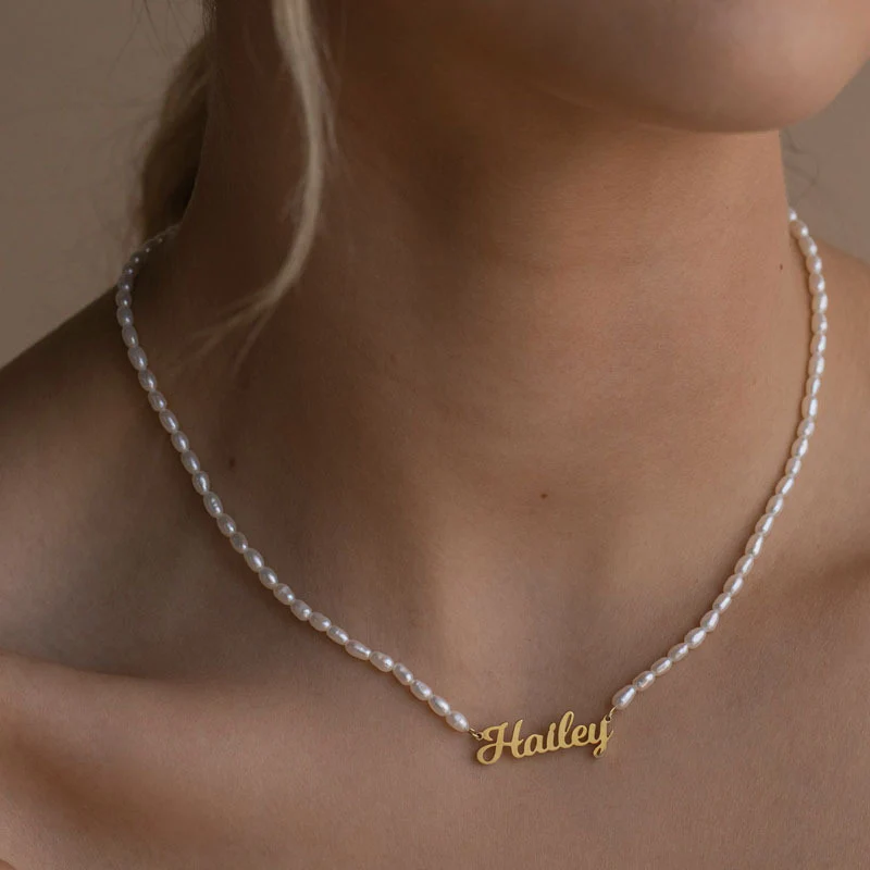 Customized Pearl Name Necklace - Image 5