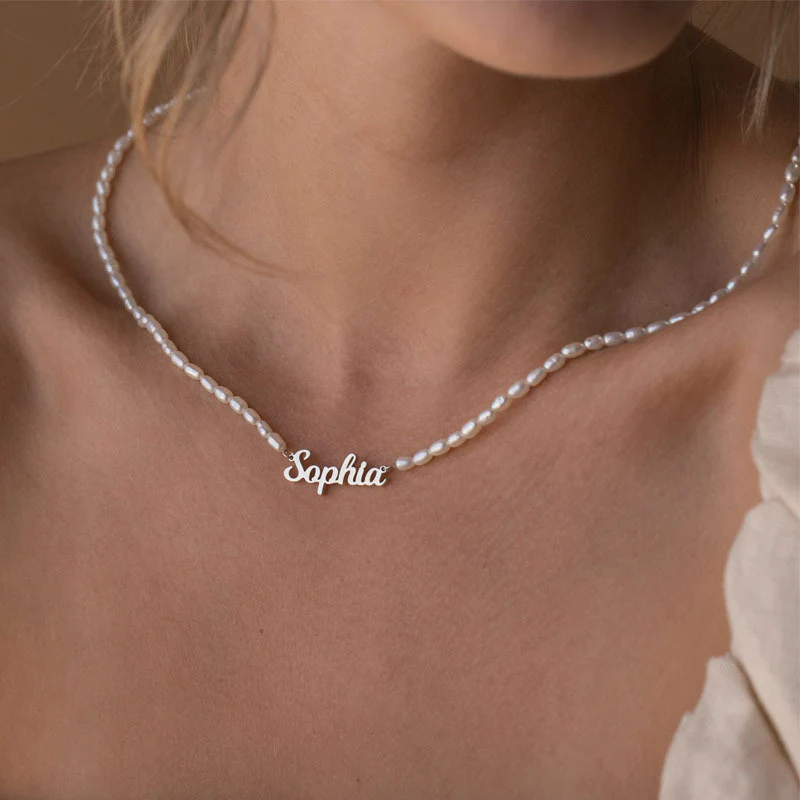 Customized Pearl Name Necklace - Image 6