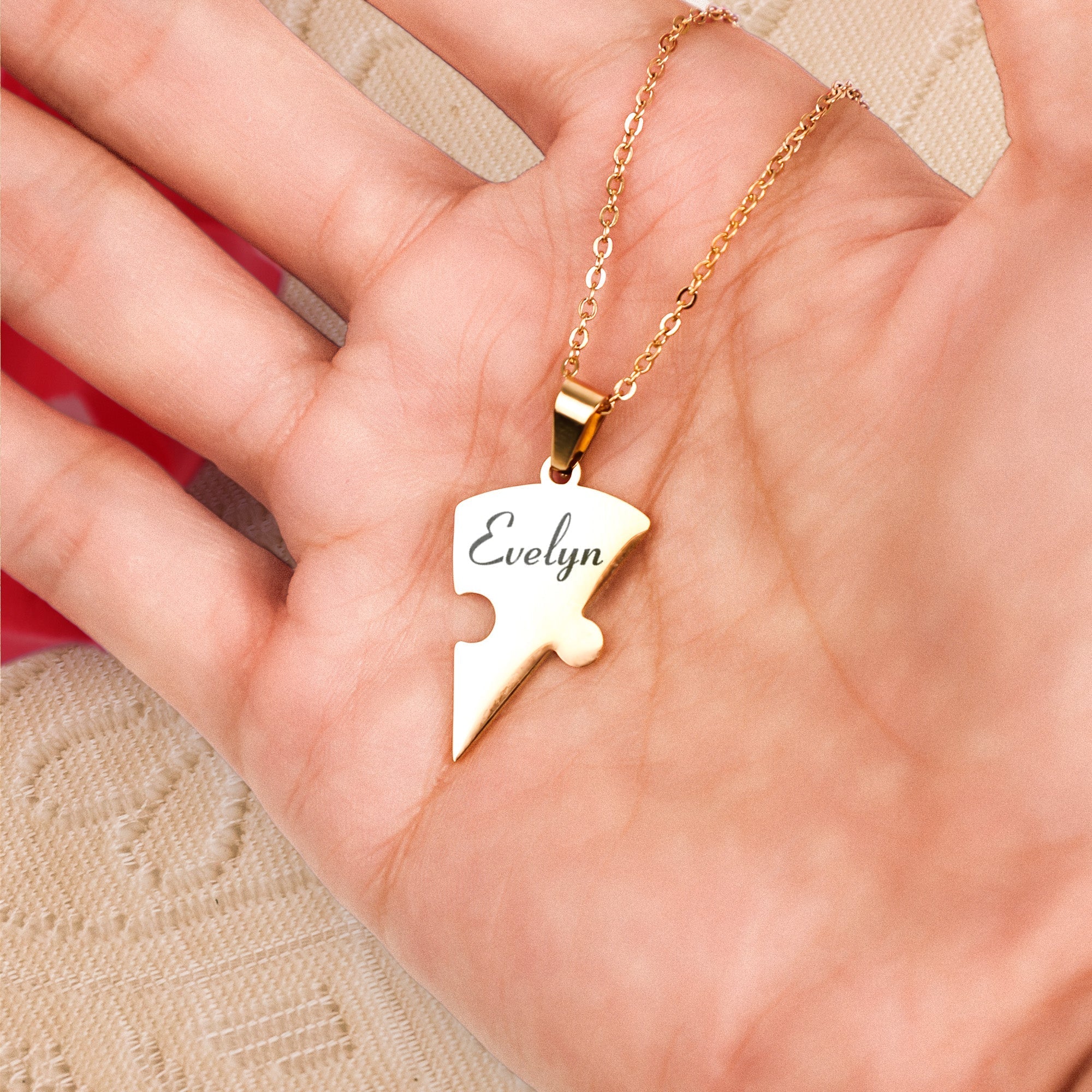 Personalized Heart Puzzle Necklace - Image 4