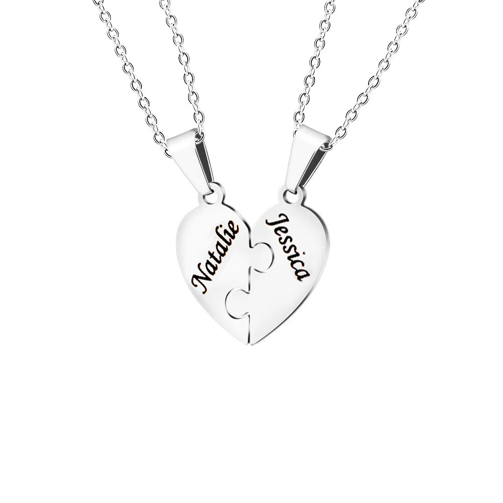 Personalized Heart Puzzle Necklace - Image 7