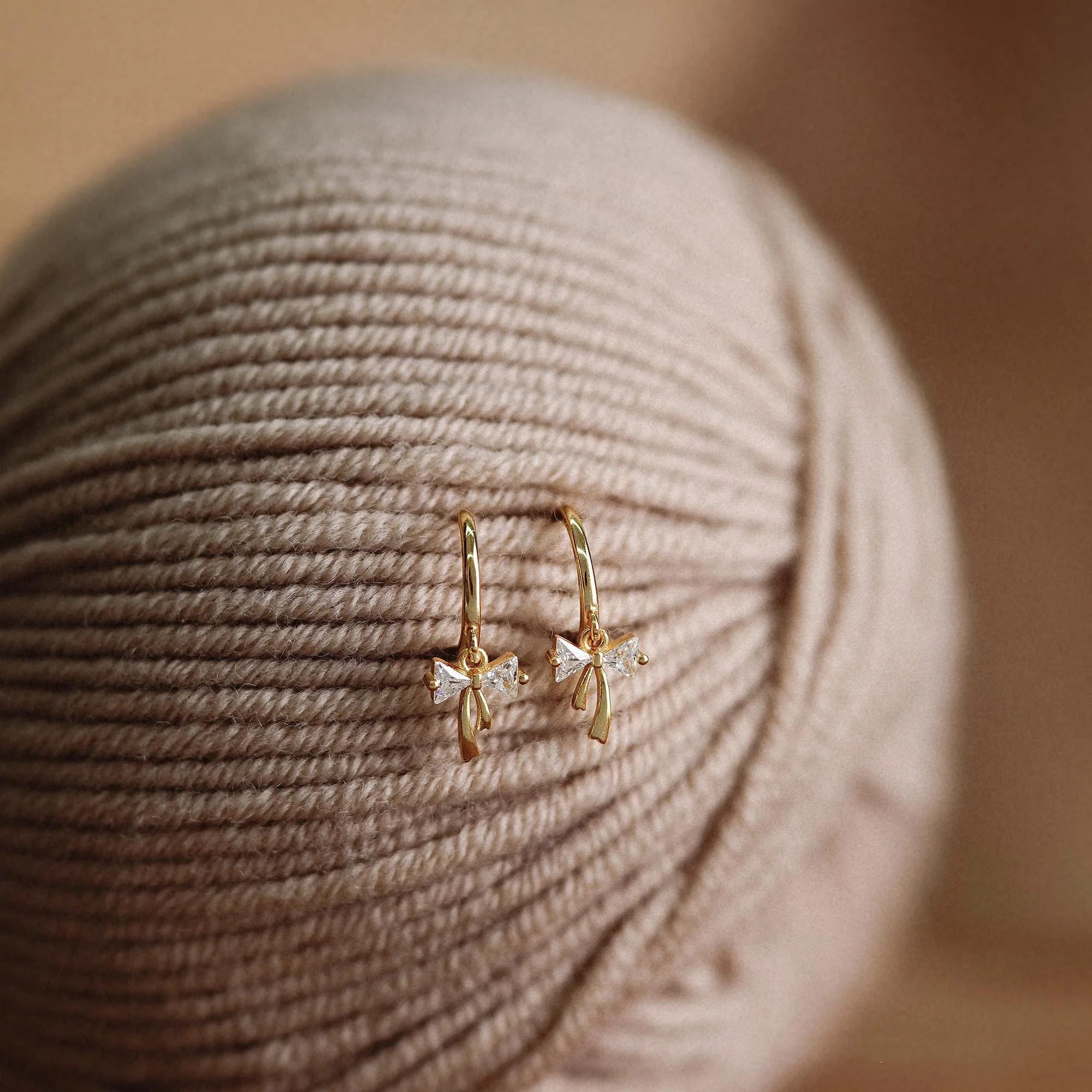 Ribbon Bow Huggie Earrings - Image 6