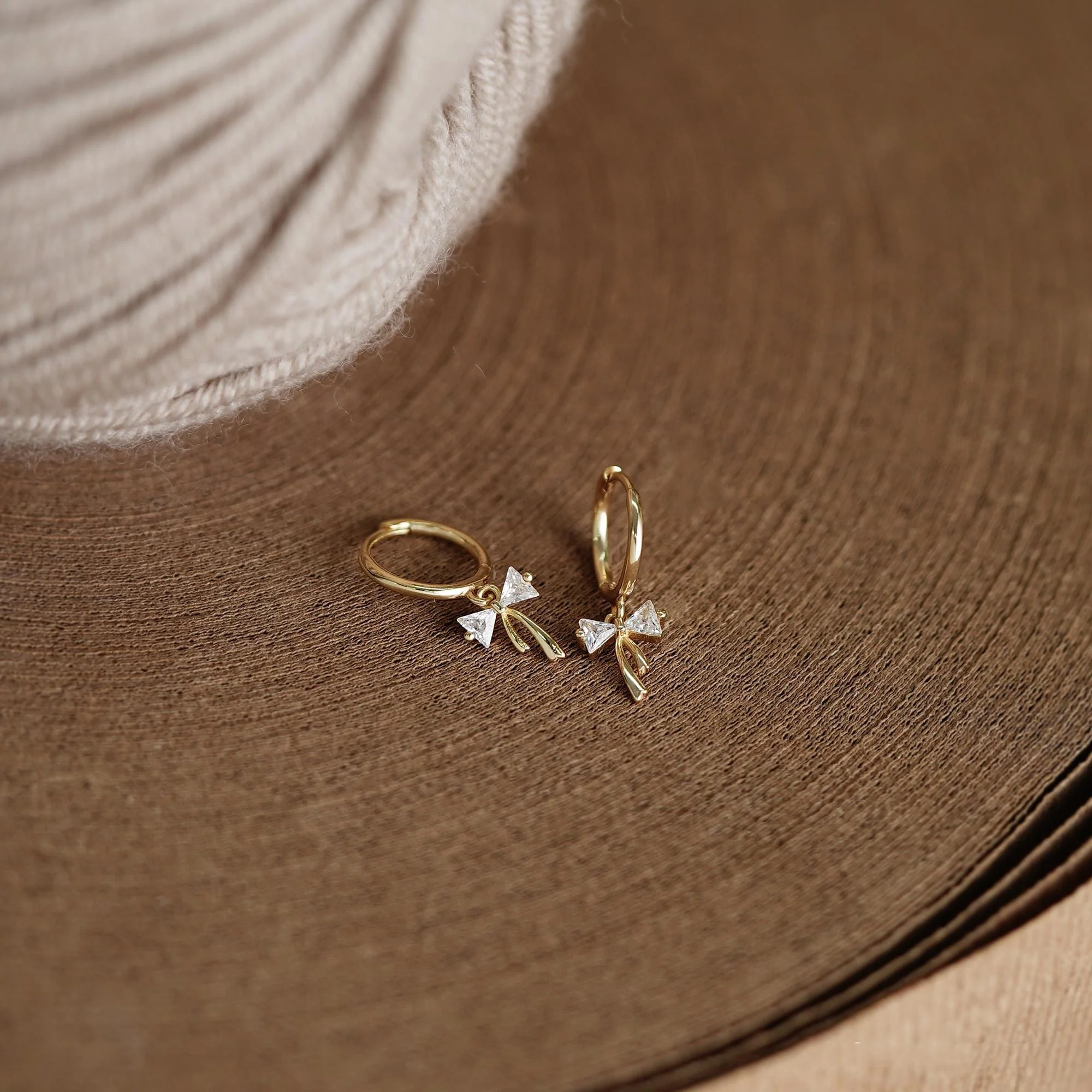 Ribbon Bow Huggie Earrings - Image 8